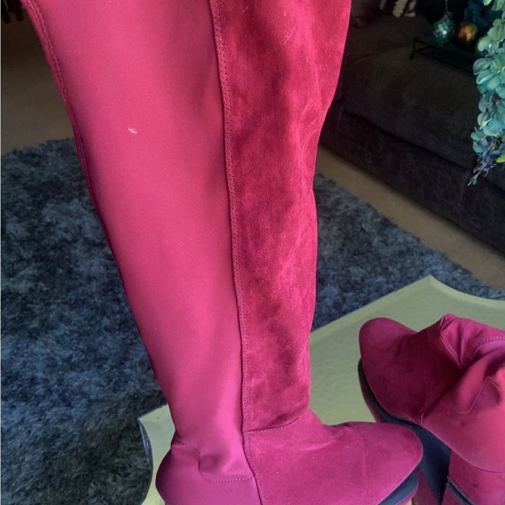 Shoe Dazzle Burgundy Knee-High Boots